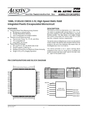 AS8SLC512K32PEC-15 Datasheet PDF Austin Semiconductor