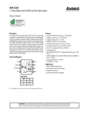 HCPL-T250-300 Datasheet PDF Avago Technologies