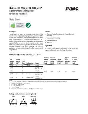 HSMS-2702-TR1G Datasheet PDF Avago Technologies