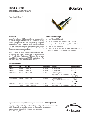 TX293-1XX Datasheet PDF Avago Technologies