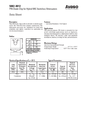 5082-0012 Datasheet PDF Avago Technologies