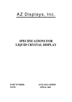 AGM2412A Datasheet PDF AZ Displays