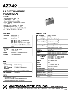 AZ742-2A-3D Datasheet PDF American Zettler, Inc.