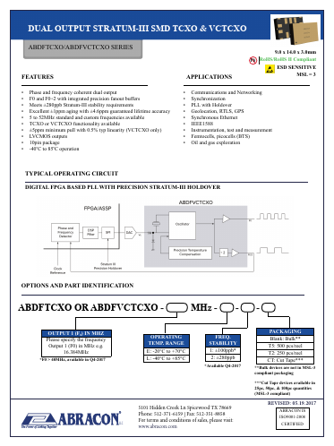 ABDFVCTCXO Datasheet PDF Abracon Corporation