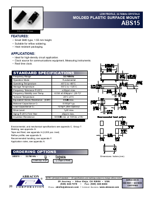 ABS15-32.768KHZ-CL-T Datasheet PDF Abracon Corporation