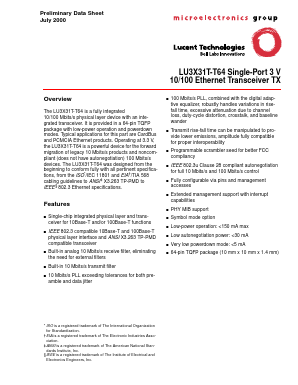 LU3X31T-T64 Datasheet PDF Agere -> LSI Corporation