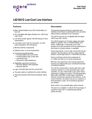 LUCL9218AAR Datasheet PDF Agere -> LSI Corporation