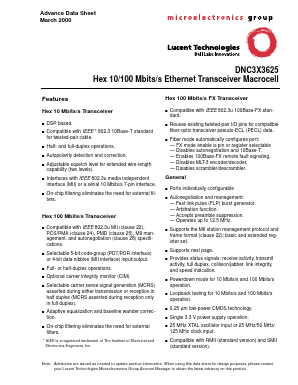 DNC3X3625 Datasheet PDF Agere -> LSI Corporation