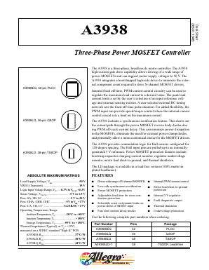 A3938SLQ Datasheet PDF Allegro MicroSystems