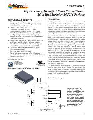 ACS722KMATR-10B-T Datasheet PDF Allegro MicroSystems