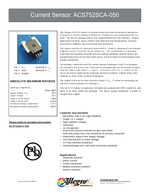 ACS752SCA-050 Datasheet PDF Allegro MicroSystems