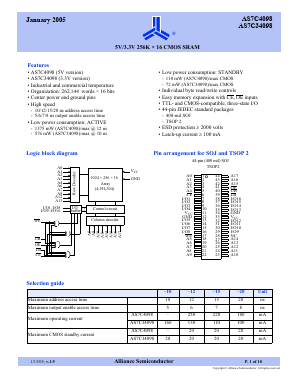SRAM4098-12TI Datasheet PDF Alliance Semiconductor