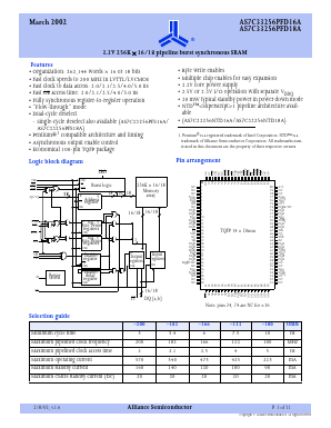 AS7C33256PFD18A-200TQC Datasheet PDF Alliance Semiconductor