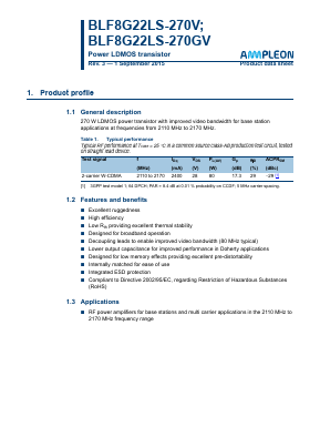 BLF8G22LS-270V Datasheet PDF Ampleon