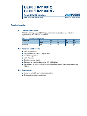 BLP05H6110XRG Datasheet PDF Ampleon