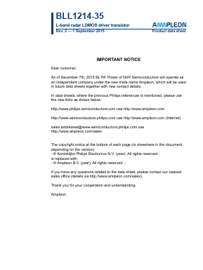 BLL1214-35 Datasheet PDF Ampleon