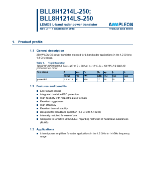 BLL8H1214L-250 Datasheet PDF Ampleon