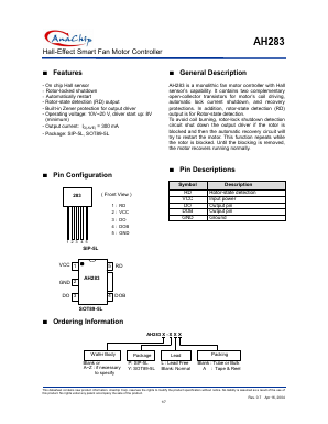 AH283-PL Datasheet PDF Anachip Corporation