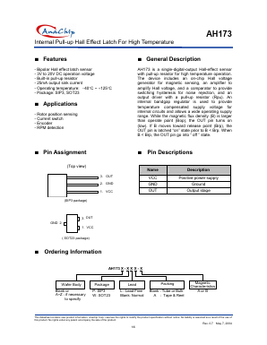 AH173P-W Datasheet PDF Anachip Corporation