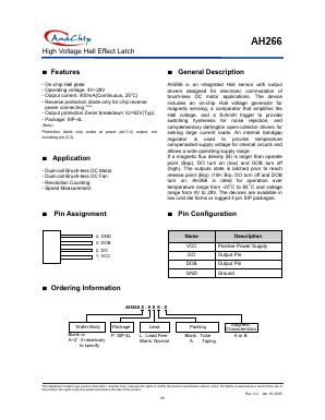 AH266 Datasheet PDF Anachip Corporation