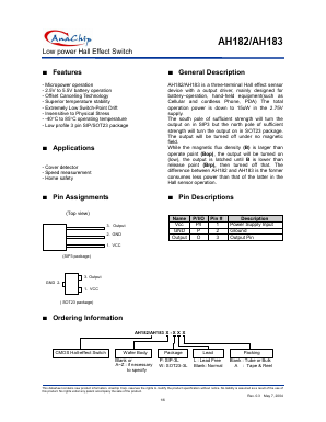 AH182-PL Datasheet PDF Anachip Corporation