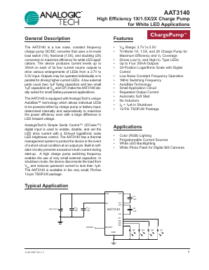 AAT3140 Datasheet PDF Analog Technology Inc