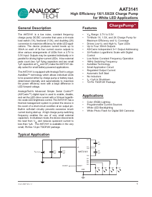 AAT3141ITP-T1 Datasheet PDF Analog Technology Inc