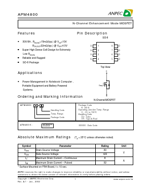 APM4800KC-TR Datasheet PDF Anpec Electronics
