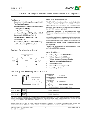 APL1187-12DE-TR Datasheet PDF Anpec Electronics
