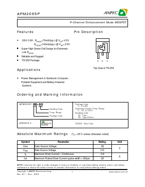 APM2095PUC-TR Datasheet PDF Anpec Electronics