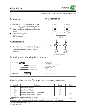 APM9953 Datasheet PDF Anpec Electronics