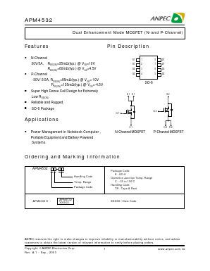 APM4532K Datasheet PDF Anpec Electronics