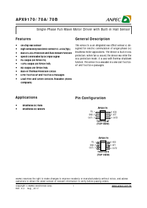 APX9170B Datasheet PDF Anpec Electronics