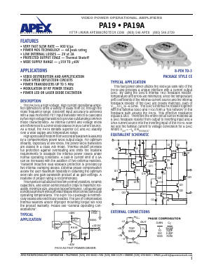 PA19 Datasheet PDF Apex Microtechnology