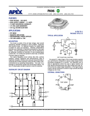 PA96 Datasheet PDF Apex Microtechnology