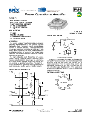 PA96 Datasheet PDF Apex Microtechnology