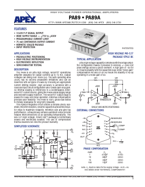 PA89A Datasheet PDF Apex Microtechnology