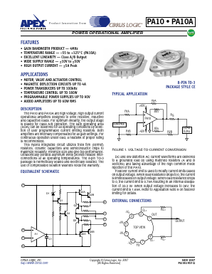 PA10A Datasheet PDF Apex Microtechnology