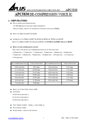 APC5830 Datasheet PDF APLUS INTEGRATED CIRCUITS