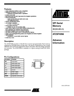 AT25F4096 Datasheet PDF Atmel Corporation
