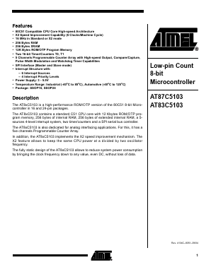 AT87C5103-ICRAL Datasheet PDF Atmel Corporation