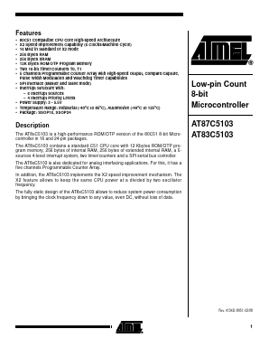 AT87C5103-IBRIL Datasheet PDF Atmel Corporation