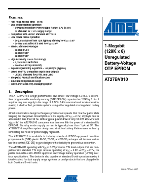 AT27BV010 Datasheet PDF Atmel Corporation
