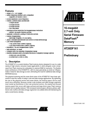 AT26DF161 Datasheet PDF Atmel Corporation