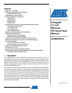AT26DF081A-SU Datasheet PDF Atmel Corporation