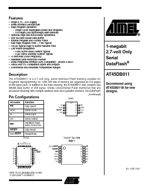 AT45DB011 Datasheet PDF Atmel Corporation