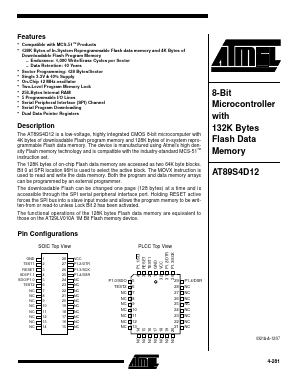 AT89S4D12-12JC Datasheet PDF Atmel Corporation