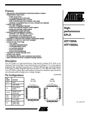 ATF1500AL-20AU Datasheet PDF Atmel Corporation
