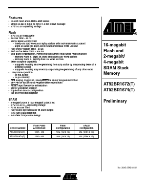 AT52BR1674T-85CI Datasheet PDF Atmel Corporation