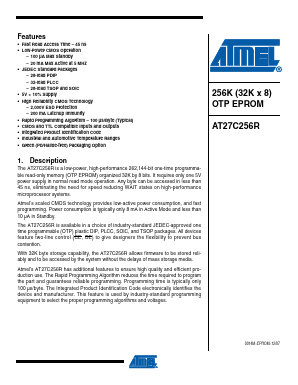 AT27C256R-70JU Datasheet PDF Atmel Corporation